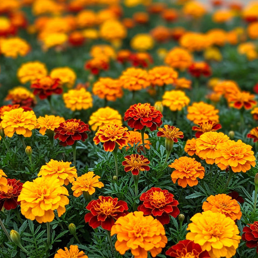 Mixed Marigold flowers blooming