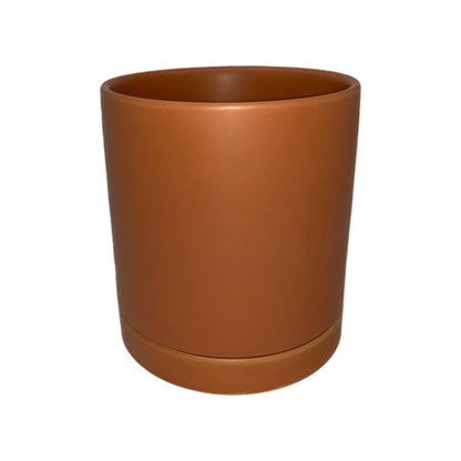 terracotta ceramic pot with saucer